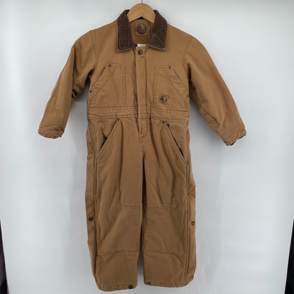 Berne Insulated Coveralls Youth Size S 6-8‎ Workwear Duck Canvas Camel Brown